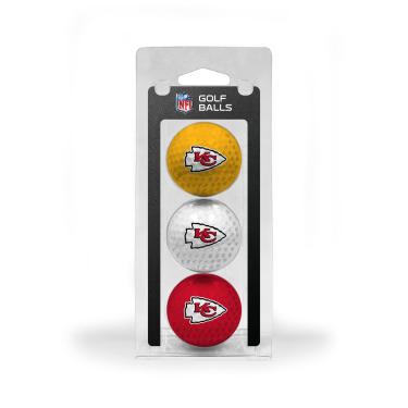 Imagem de Team Golf Bolas de golfe NFL Kansas City Chiefs tamanho regulamentado, pacote com 3, impressão colorida e durável do time