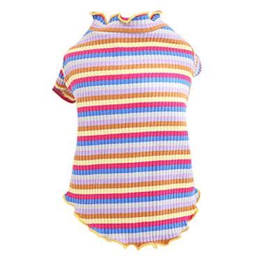 Imagem de Camiseta bonita colete de cachorro roupas arco-íris pijama gato de inverno camisa filhote roupas para animais de estimação roupas para cães chihuahua roupas para cães top feminino pata suéter lã