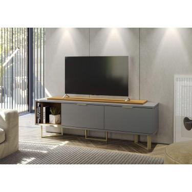 Imagem de Rack TV até 70" Polegadas 2 Portas Cinza/Tauari Lukaliam Malibu 180x61