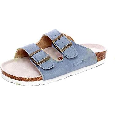 Imagem de Mulheres Slide Cork Sandal Flat Ajustável Strap Buckle Slip on Casual Open Toe Shoes Suede Summer