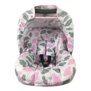 Imagem de Capa Forro Protetor Para Bebê Conforto Com Capota Nuvem Rosa - Casa Pe