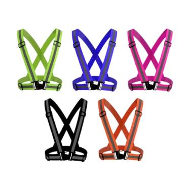 Imagem de Kellegour Pacote com 5 coletes refletivos para corrida, colete refletivo para corrida, colete de caminhada noturna, colete de segurança com alças refletoras, ajustável para ciclismo noturno,