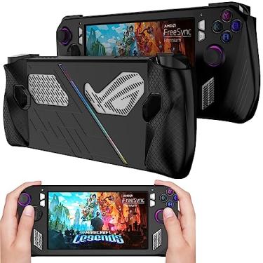 Imagem de NINKI Capa de silicone compatível com ROG Ally Game Console Protector, flexível, à prova de choque, antiarranhões, à prova de quedas, capa protetora completa antiderrapante para ASUS ROG Ally Gaming capa de mão acessórios, preta