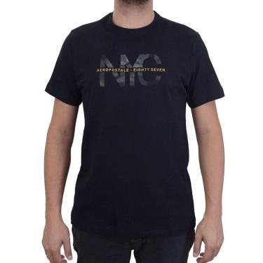 Imagem de Camiseta Masculina Aeropostale MC Silkada Preta - 8790151-Masculino