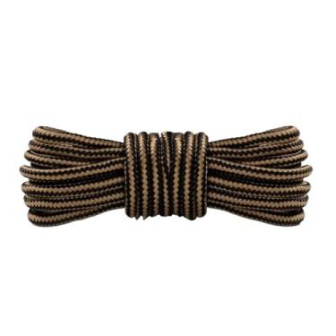 Imagem de 1 Par De Cadarços Redondos Para Botas, Cadarços Listrados De Cor Dupla Para Sapatos Casuais De Alta Gangue, Cadarços De Algodão(Color:Earth yellow black,Size:150cm)