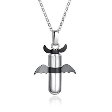 Imagem de YTIYT Colares de urna para cinzas colar asas de anjo cilíndrico cinzas urna cremação lembrança, Aço inoxidável, não conhecido