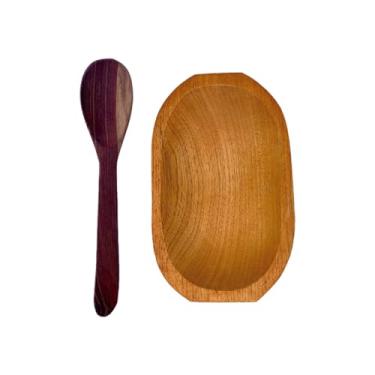 Imagem de Kit Travessa/Gamela de madeira e Colher de pau p/Arroz