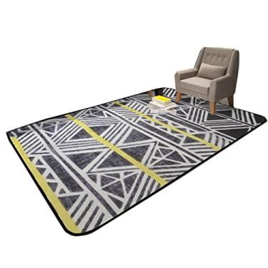 Imagem de FFF8 Tapete de mesa de sofá mesa de centro sala de estar moda quarto tapete confortável geométrico listrado retangular tapete de cabeceira (cor: LARANJA, Tamanho: 100 cm × 150 cm (39 * 59 POLEGADAS))