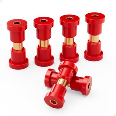 Imagem de Panglong Kit de bucha de mola traseira Club Car DS - Vermelho atualizado, 2 conjuntos de buchas e buchas de poliuretano de mola traseira DS, adequado para carrinho de golfe DS G&E de 1992, OEM #