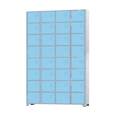 Imagem de Armário Roupeiro De Aço Para Vestiário 32 Portas Locker Azul Claro com Chave