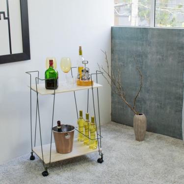 Imagem de Carrinho de Bebidas Decorativo Retangular Verde Oliva/Legno