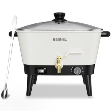 Imagem de BESNEL Derretidor de cera para fabricação de velas, pote de derretimento de cera de vela de 8 litros com bico para base de sabão de cera de soja, derretimento elétrico de cera para fabricação de velas