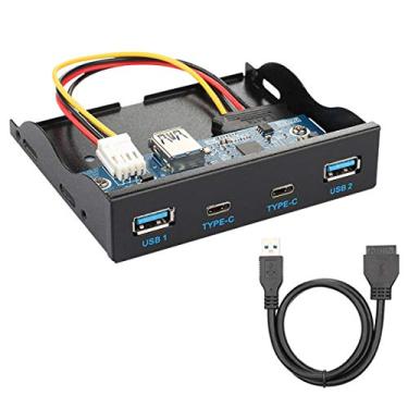 Imagem de Chenyang Cabo conector USB-C e USB 3.0 HUB de 4 portas do painel frontal para placa-mãe de 20 pinos para compartimento flexível de 8.9 cm
