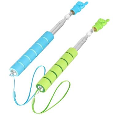 Imagem de 2 peças de ponteiro telescópico, 2 em 1 ponteiro retrátil para tela sensível ao toque, tela capacitiva, função manuscrita, bastão de mão para professores, sala de aula, apresentação (azul, verde)