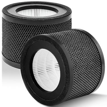 Imagem de 2 pacotes TT-AP001 filtro de substituição HEPA verdadeiro para purificador de ar TaoTronics TT-AP001 e purificador de ar VAVA VA-EE014, HEPA verdadeiro 3 em 1 e conjunto de filtros de carvão ativado