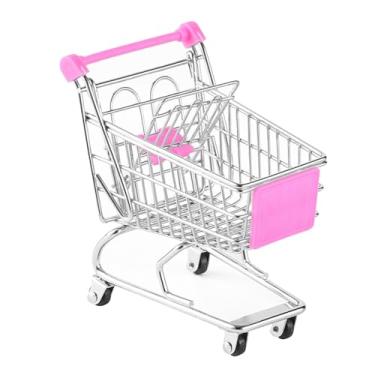 Imagem de Generic Mini carrinho de compras cesta de dramatização alimentos brinquedo supermercado carrinho de mão brinquedo mesa decoração ornamento bonito mini, Rosa Vermelha