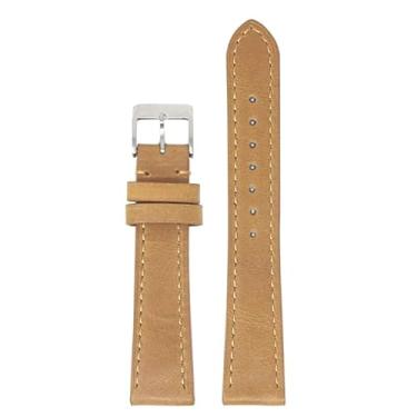 Imagem de StrapsCo Vintage Waxed Leather Watch Band Strap - Beige - 19mm - Long