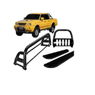 Imagem de Kit Quebra Mato estribo santo Antônio H2 L200 04 Preto - HOZZ