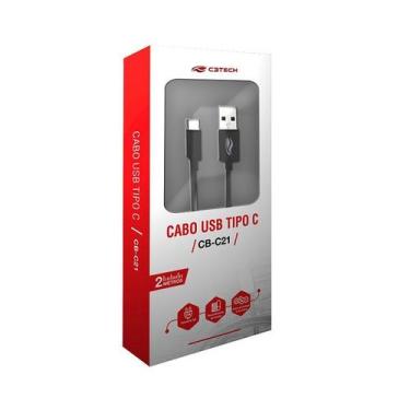 Imagem de Cabo USB X USB-C 2M 2A CB-C21BK Preto C3 TECH - C3TECH