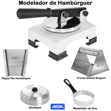 Imagem de Modelador Hamburguer Prensa Smash Abafador Régua De Pão - G4 - Aisa