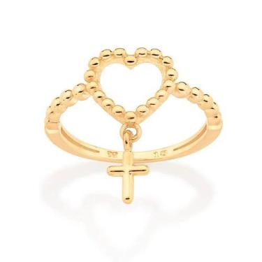 Imagem de Anel banhado ouro 3x 24k 18k e 22k feminino rommanel fino skinny coraç