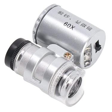 Imagem de Lupa de Microscópio de Bolso 60X Com Luz LED, Ferramenta de Foco Ajustável para Observação