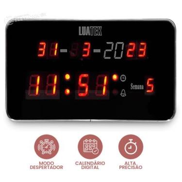 Imagem de Relógio De Led Digital De Parede Alarme Calendário Quarto Sala Cozinha