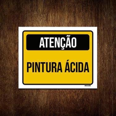 Imagem de Kit 5 Placas Atenção Pintura Ácida - Sinalizo.Com