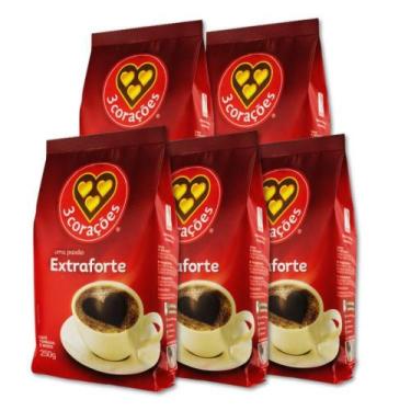 Imagem de Café Três Corações Extra Forte Moído Kit 5 Pacotes 250G - Tres Coracoe
