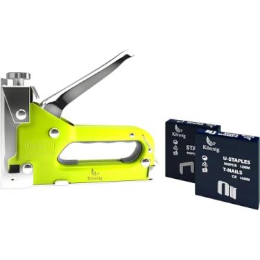 Imagem de Könnig Grampeador 3 em 1, grampeador de aço inoxidável operado à mão, prego Brad, ferramenta de tacker com bônus de 1500 grampos (prata - cromado)
