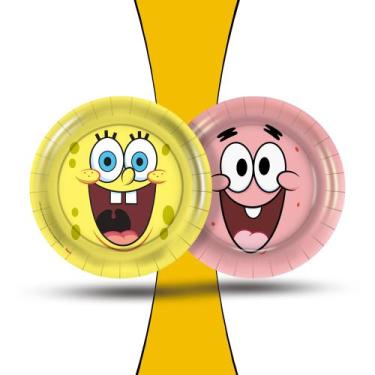Imagem de 12 Un Pratos Decoração Bob Esponja Festa Aniversário 18cm - Regina fes