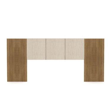 Imagem de Cabeceira Painel Casal Ripado Nature e Linho Bege Sevilha 273 cm - Pal