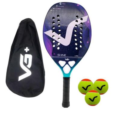 Imagem de Kit com Raquete de Beach Tennis Shine 12 K Carbon com 3 Bolas e Bolsa 