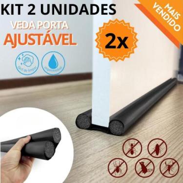 Imagem de Kit 2 Veda porta Ajustável Impermeavel Rolinho Duplo Contra Insetos 80