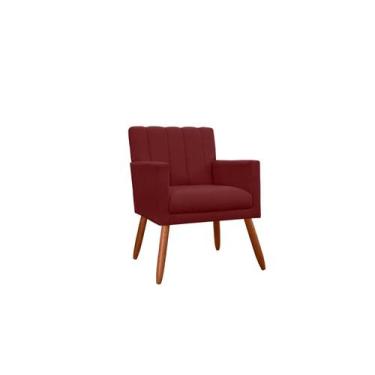 Imagem de Poltrona Decorativa Cecília Suede Marsala Pés Madeira Ms Decor - Mansã