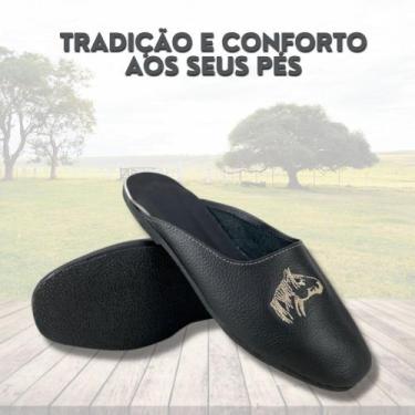 Imagem de Chinelo Alpargata Gaúcha Vuollo Couro Preto Gaúcho, 35