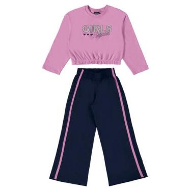 Imagem de Conjunto Blusão Cropped e Calça Infantil Menina Guloseima, Roxo, 1