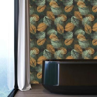 Imagem de Papel de Parede Folha da Natureza Lirael Verde Escuro - Rolo com 10 Me