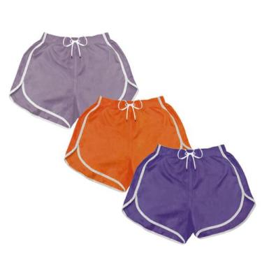 Imagem de Kit 3 Short Praia Feminino Liso Neon Casual Treino Corrida - MP Moda M