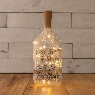 Imagem de Garrafa Vidro Luminária Decoração Frases Com Rolha Led - Maryland Deco