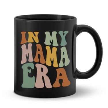 Imagem de DOTAIN Caneca Groovy in My Mama Era - Caneca de café para mamãe, presentes para mamãe, mãe presente de filhas, presentes de aniversário de dia das mães para mãe, caneca de 325 ml, preta
