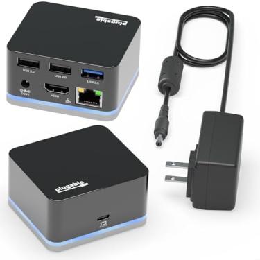 Imagem de Plugable Cubo USB C – Mini estação de ancoragem, compatível com portas Thunderbolt 3 e sistemas específicos USB-C (sem carregamento de host, conecta 1 HDMI até 4K @30Hz, Ethernet, 3 portas USB)