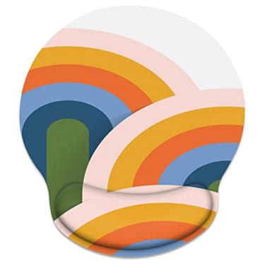Imagem de Britimes Mouse pad ergonômico com suporte de pulso abstrato arco-íris base de borracha antiderrapante mousepad para escritório em casa, jogos, computadores de trabalho, laptop, digitação fácil e