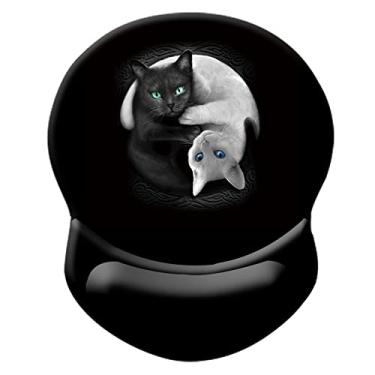 Imagem de Mouse pad ergonômico com suporte - descanso de pulso confortável, base de poliuretano antiderrapante para escritório em casa, estudo, jogos (gatos pretos e brancos)