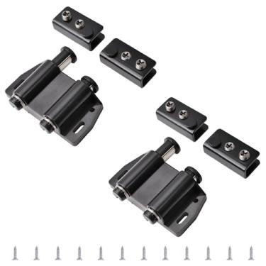 Imagem de UFURMATE Fechos magnéticos para porta de vidro, 2 conjuntos de travas magnéticas de toque de porta de vidro duplo com braçadeira de armário ajustável, adequado para porta de vidro sem moldura de 3-7