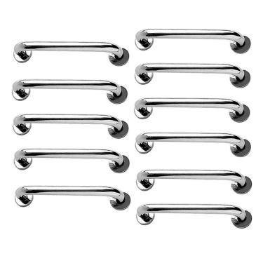 Imagem de Alça de Apoio Inox Barra 30cm Kit 11 Unidades Deficiente Idoso Banheiro Box Corrimao Suporte Resistente Acessibilidade