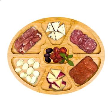 Imagem de Tabua Frios Petisqueira Oval 7 Divisorias Bambu Ecologico - Darujo