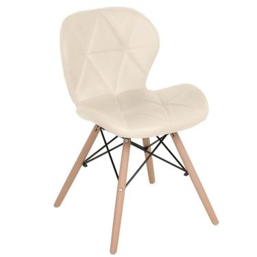 Imagem de Cadeira Estofada Charles Eames Eiffel Slim Wood Confort Creme