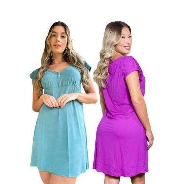 Imagem de Kit com 2 Camisolas Confortáveis em Viscose com Detalhes em Renda Esti