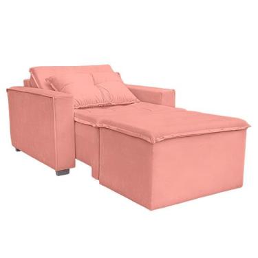 Imagem de Poltrona Cama com Puff para Sala Confortavél Moderna Suede - BelarStor